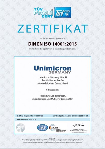 Umweltmanagementsystem gemäß DIN EN ISO 14001